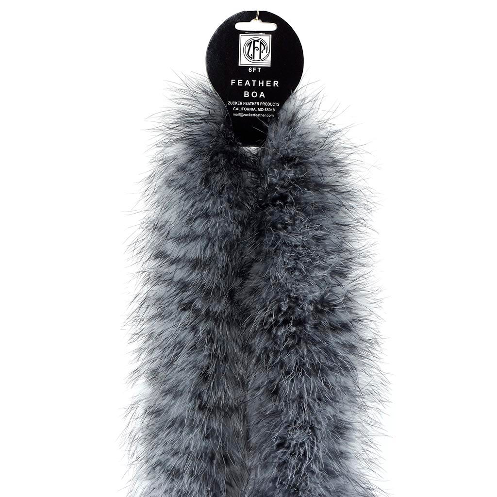 Extra Thick Stenciled Marabou Feather Boa - White/Black