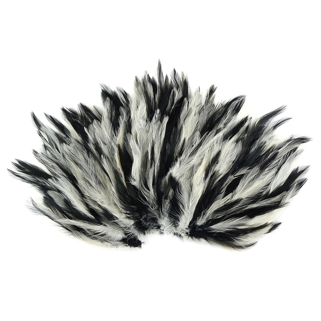 Feather Hackle Pads Mix Dyed - White/Black