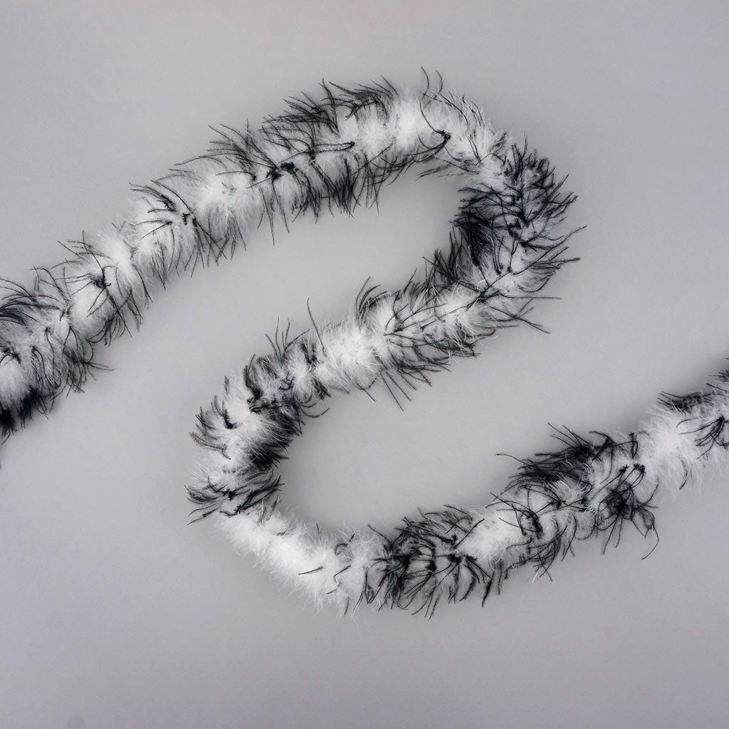Thin Marabou Feather Boa with Ostrich - White/Black