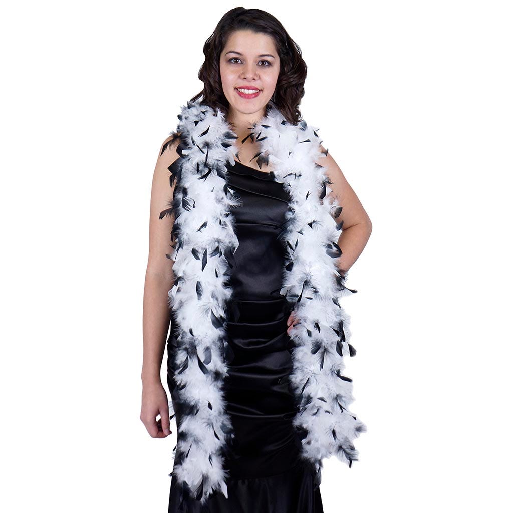 Chandelle Feather Boa - Lightweight - Tipped White/Black