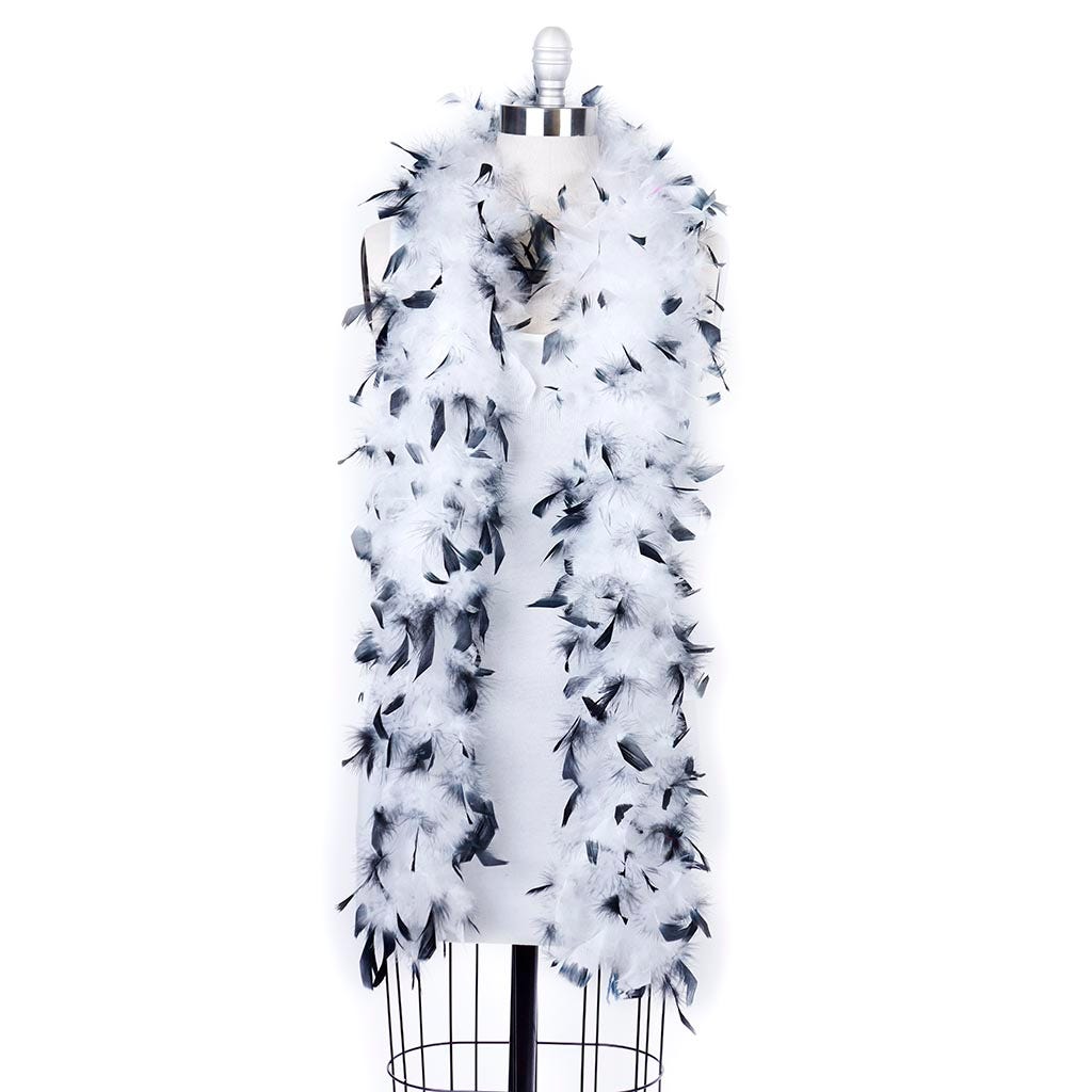 Lightweight Chandelle Boas Tipped Feathers - White - Black