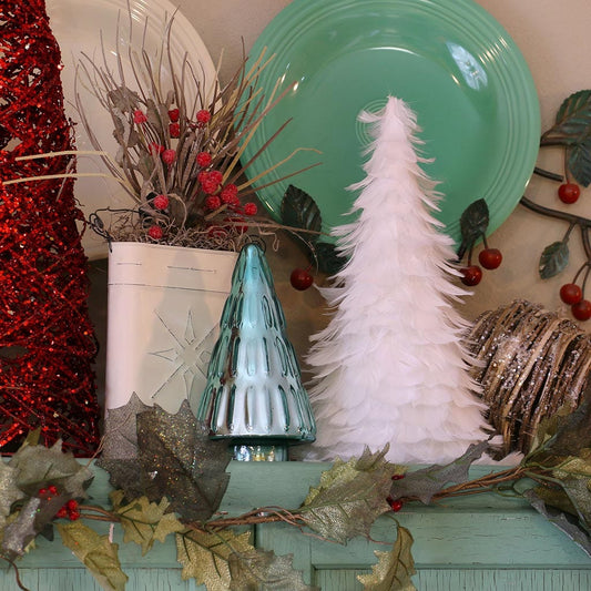 Decorative Mini Feather Tree Ornament Pheasant With Guinea Feathers  Christmas Decor, Unique Holiday Decorative Ornaments ZUCKER® 