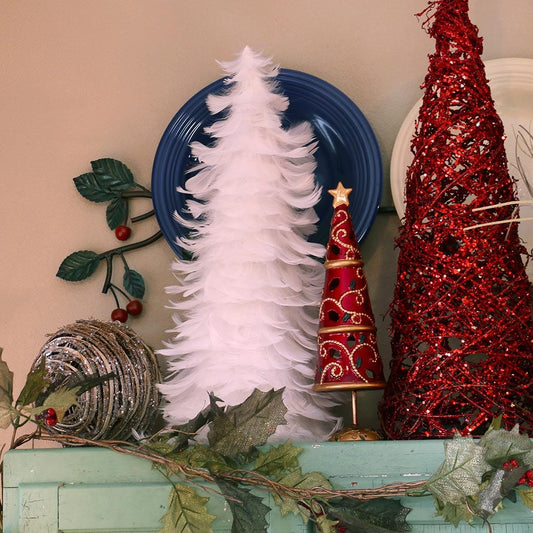 Goose Coquille Feather Tree - White - 18"