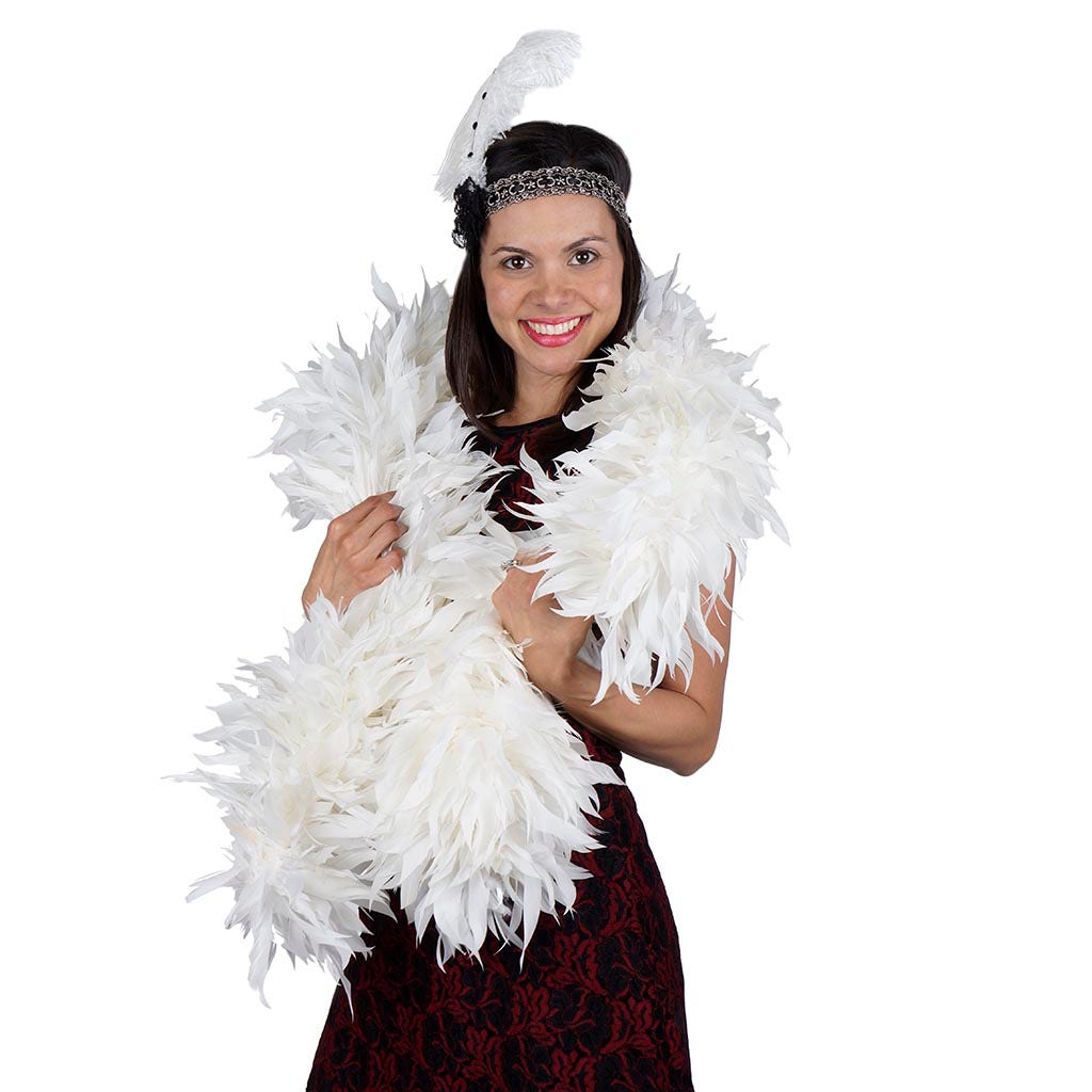 Goose Feather Boa - Stripped Nagoire  - White