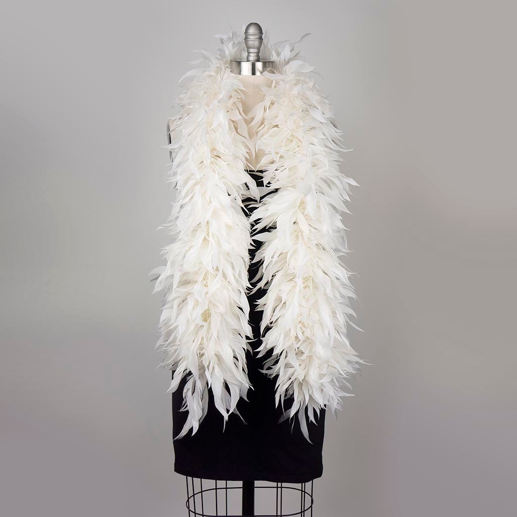Goose Feather Boa - Stripped Nagoire  - White