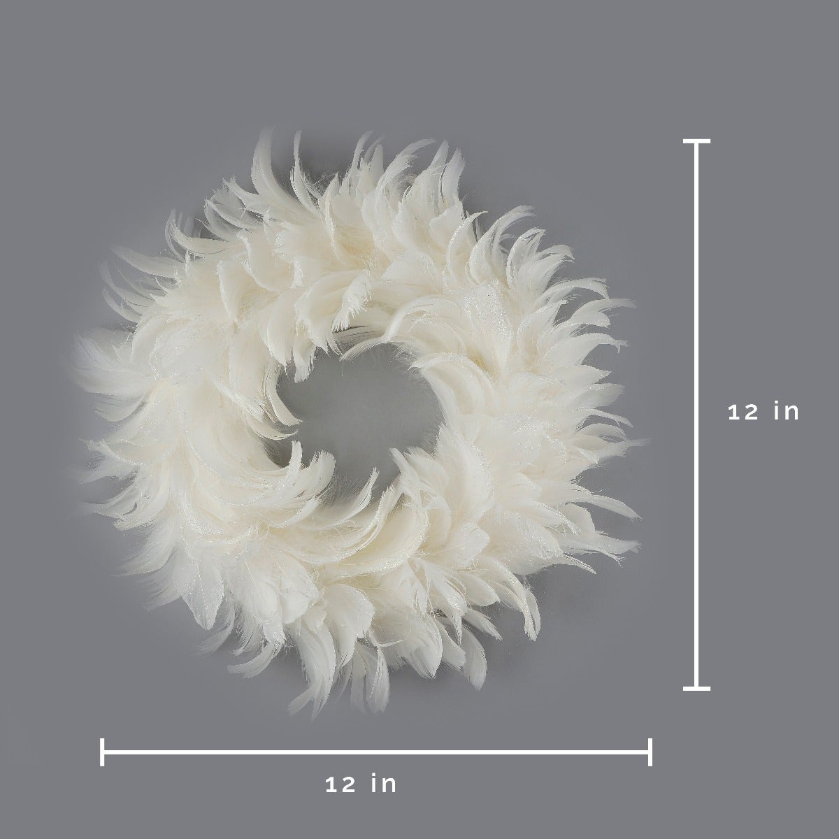 Goose Coquille Feather Wreath - 12" - White - Opal Lurex