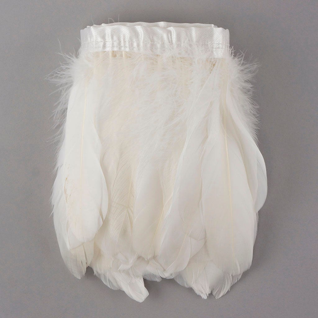 Parried Goose Pallet Feather Fringe - White