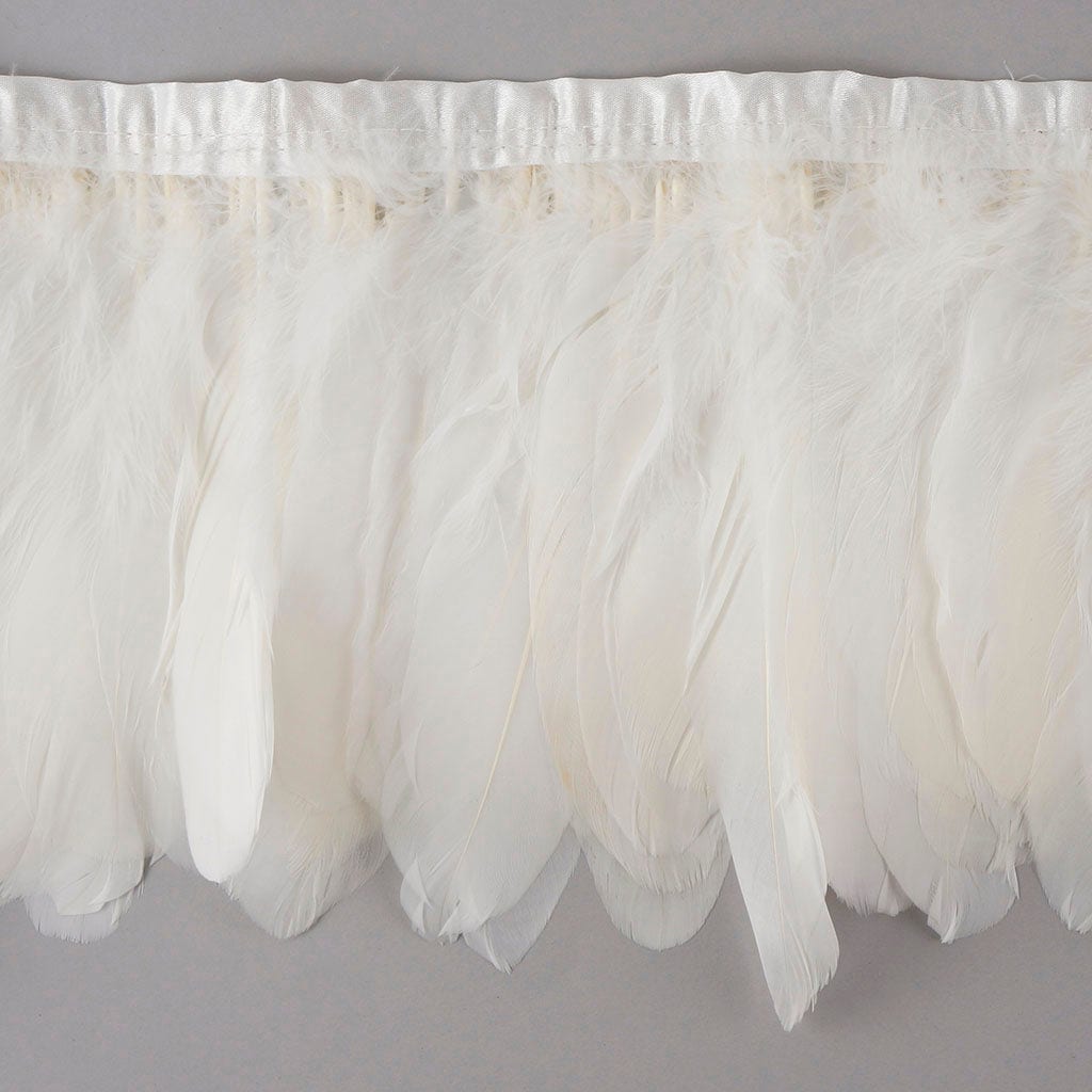 Parried Goose Pallet Feather Fringe - White