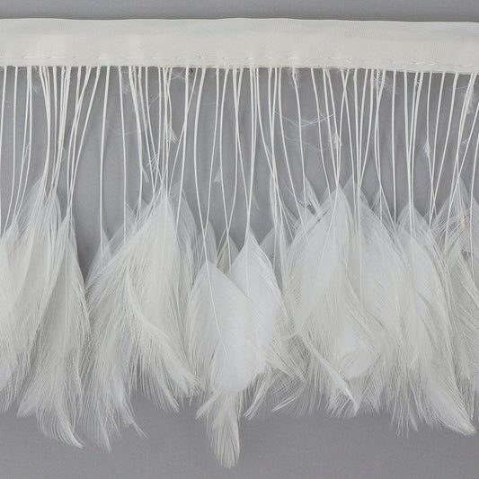 Stripped Hackle Feather Fringe - White