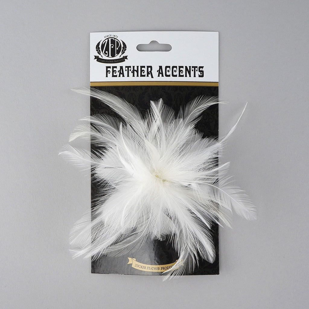 Feather Corsage-Coquile-Hackle - White