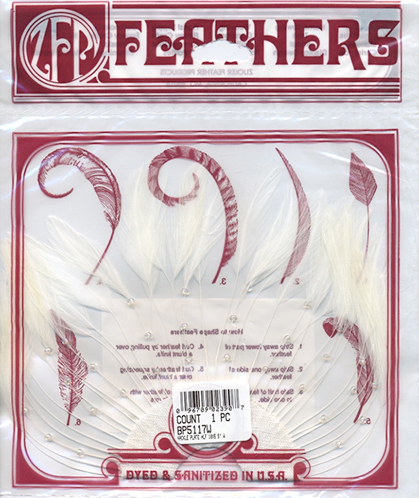 Hackle Plate Trims with Beads - White