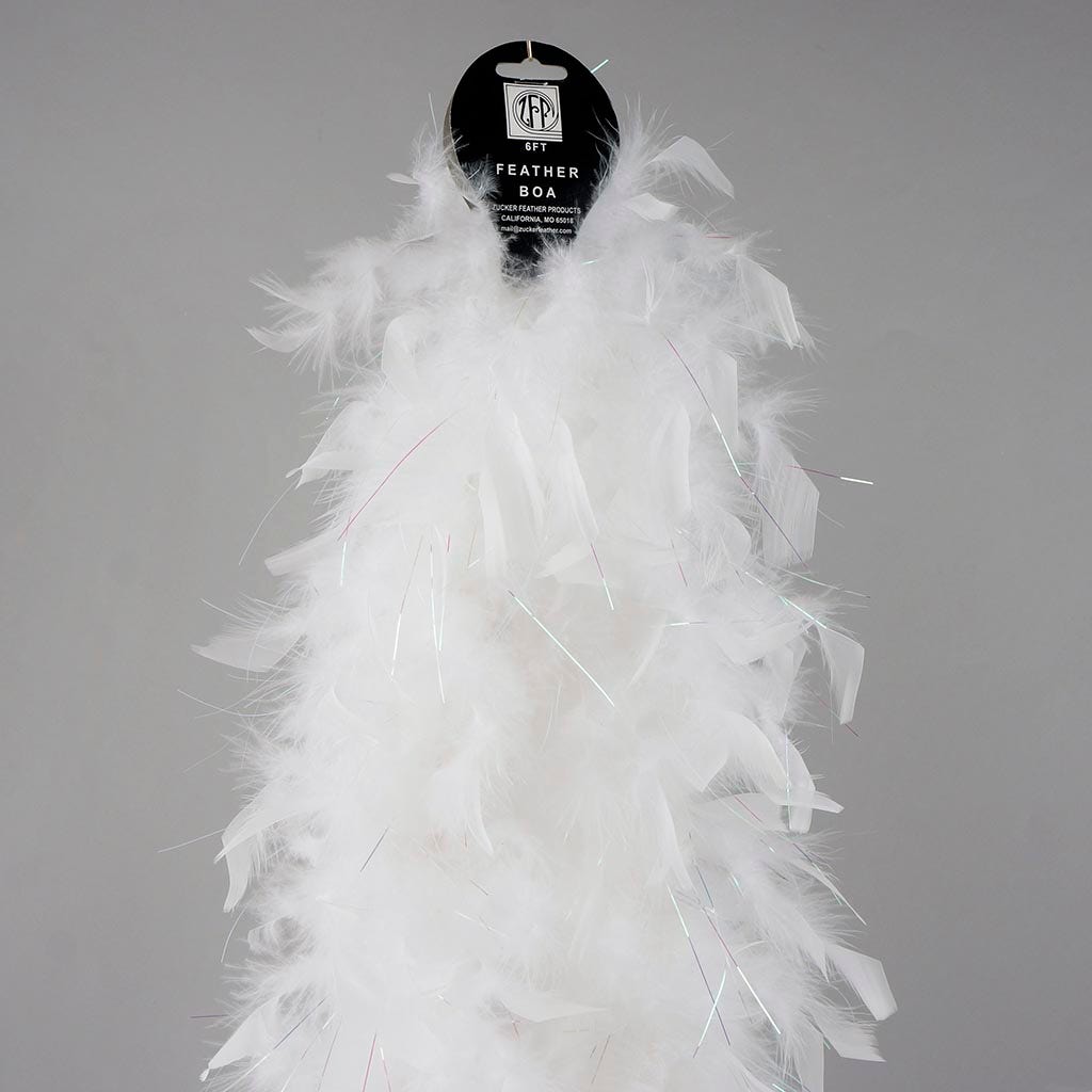 Chandelle Feather Boa - Lightweight  - White with Opal