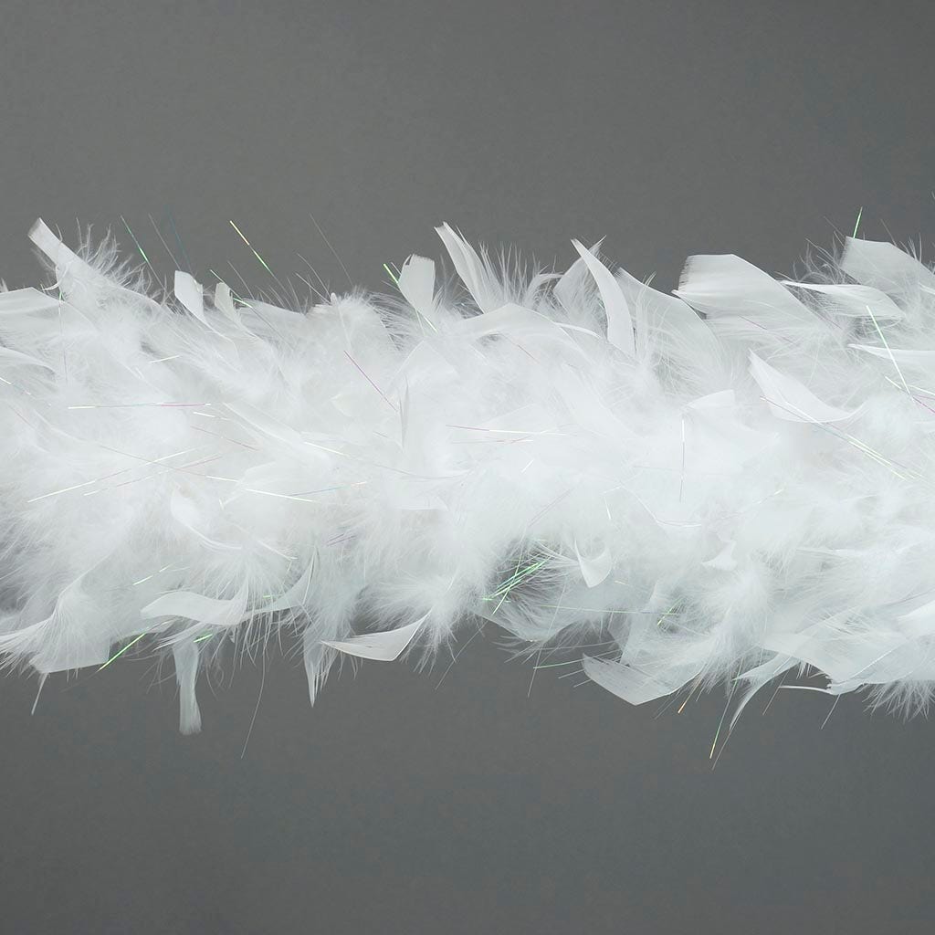 Chandelle Feather Boa - Medium Weight - White/Opal Lurex