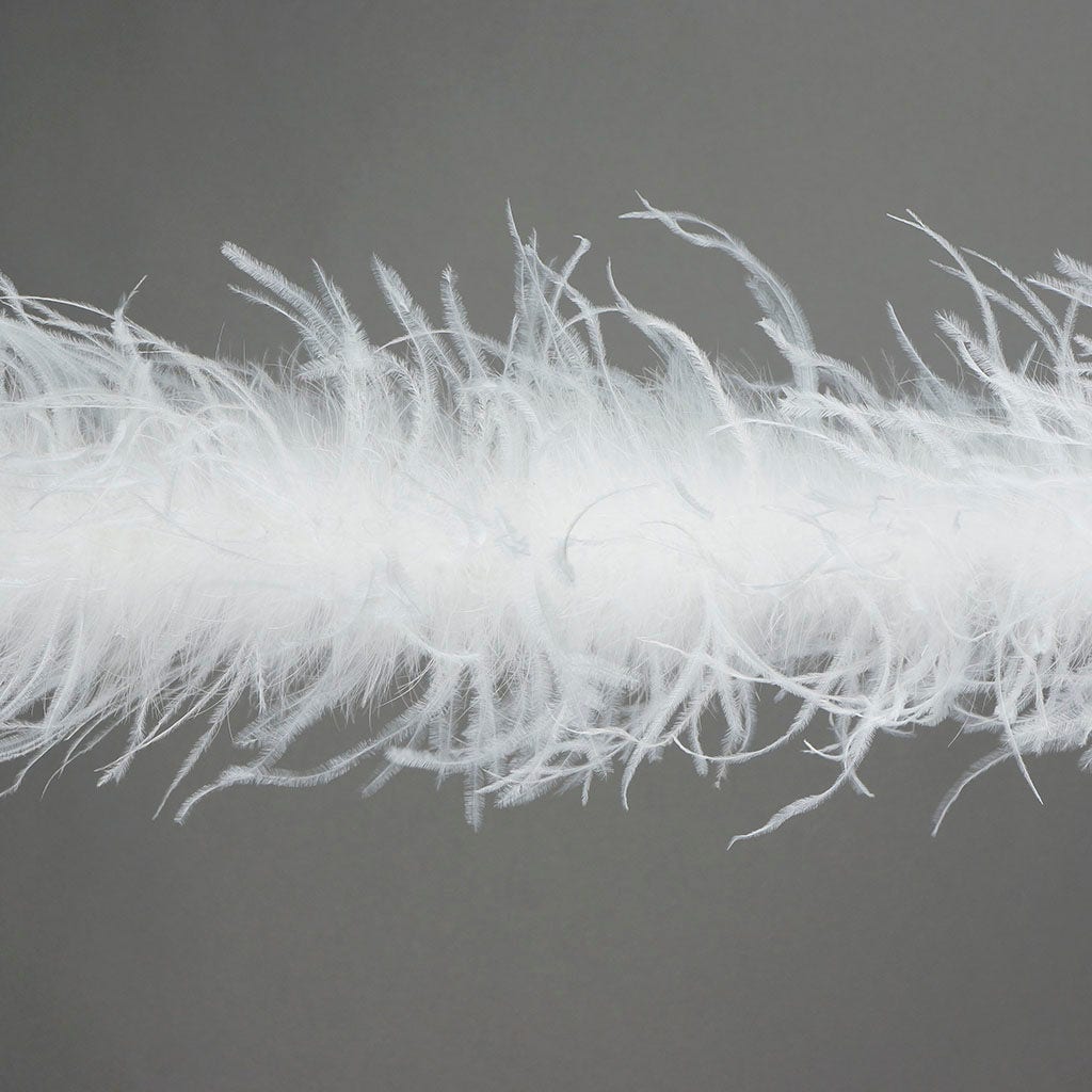 One Ply Ostrich Feather Boa - White