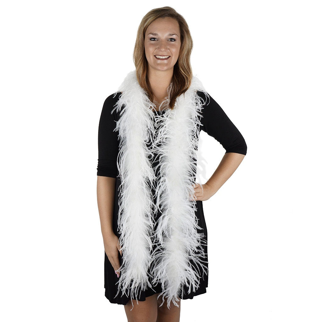 One Ply Ostrich Feather Boa - White