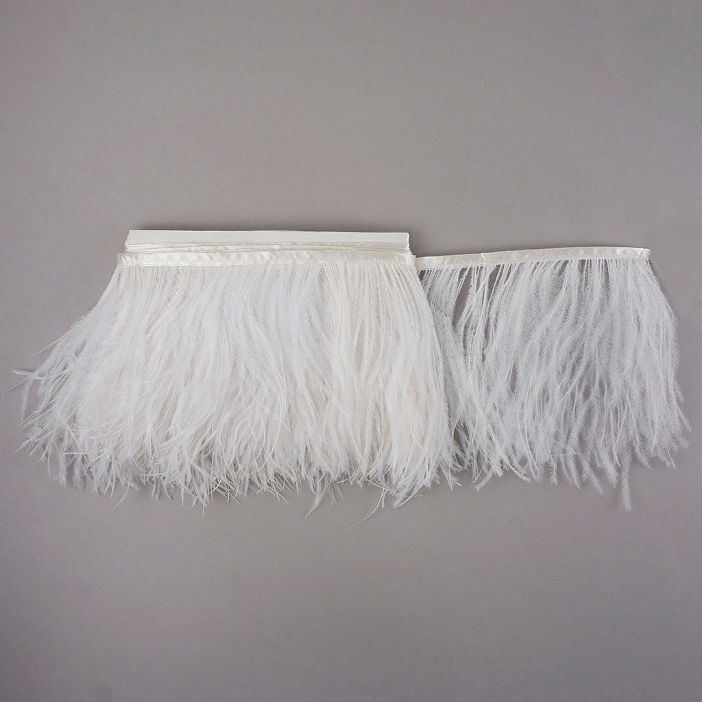 One-Ply Ostrich Feather Fringe - 5 Yards - White