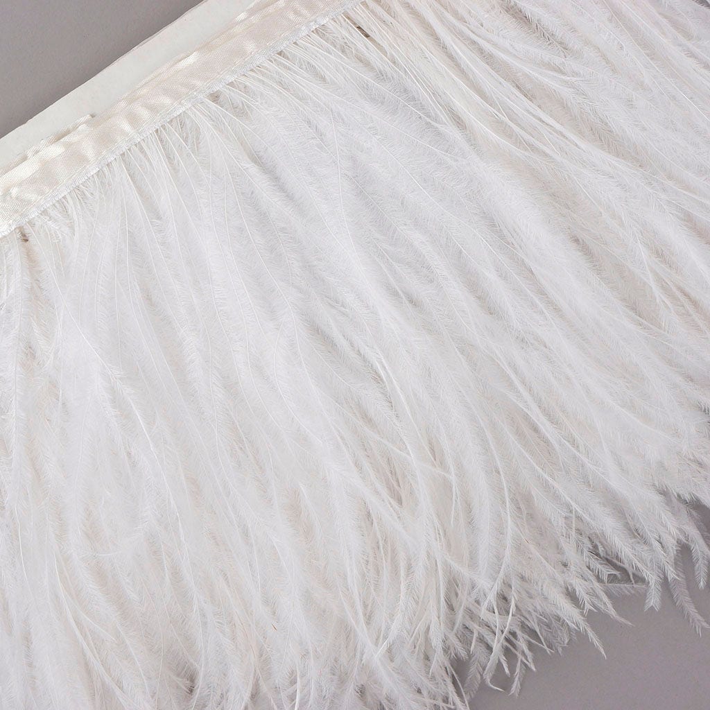 One-Ply Ostrich Feather Fringe - 5 Yards - White