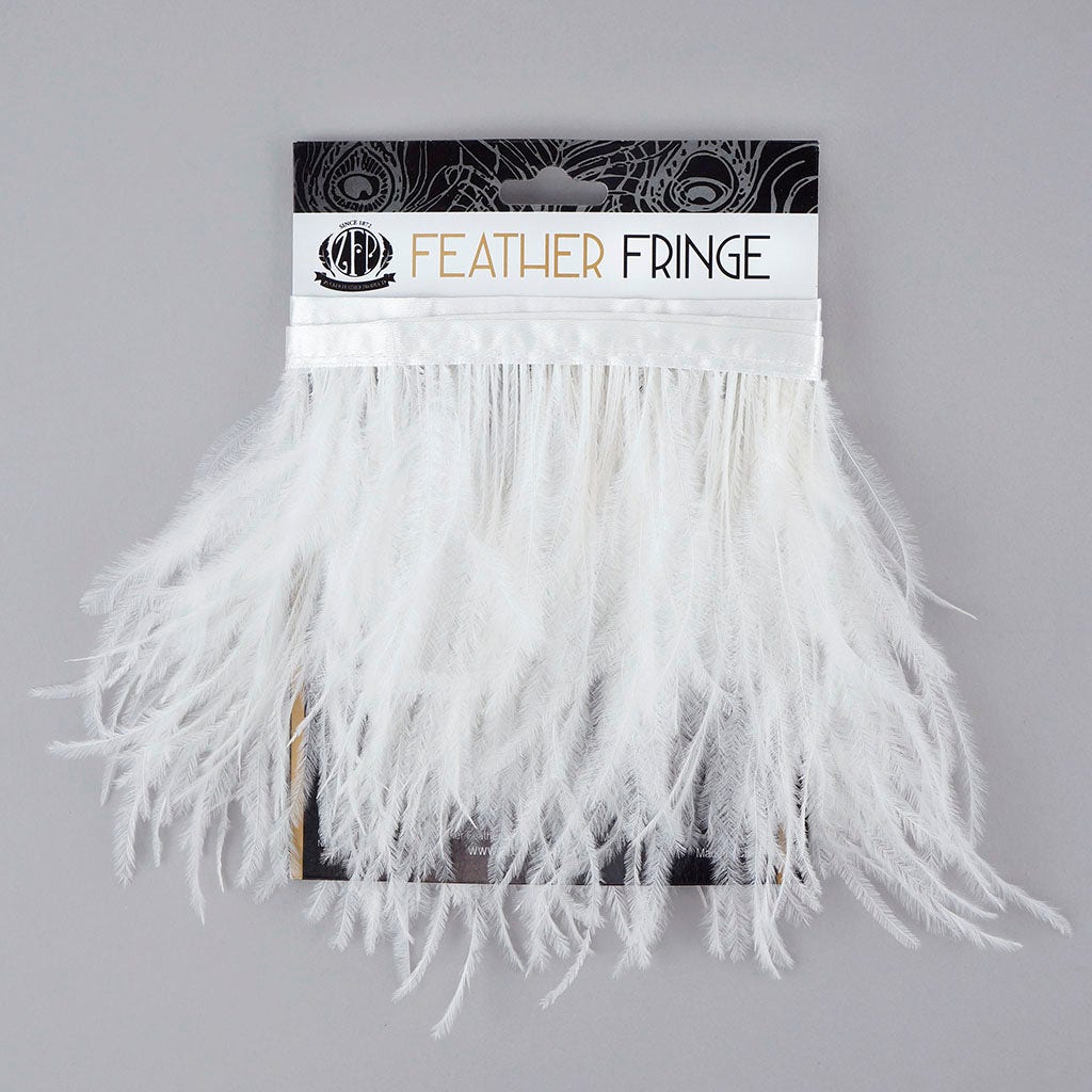 One-Ply Ostrich Feather Fringe - 1 Yard - White