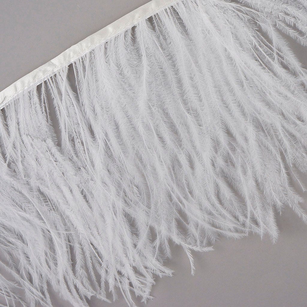 One-Ply Ostrich Feather Fringe - 1 Yard - White