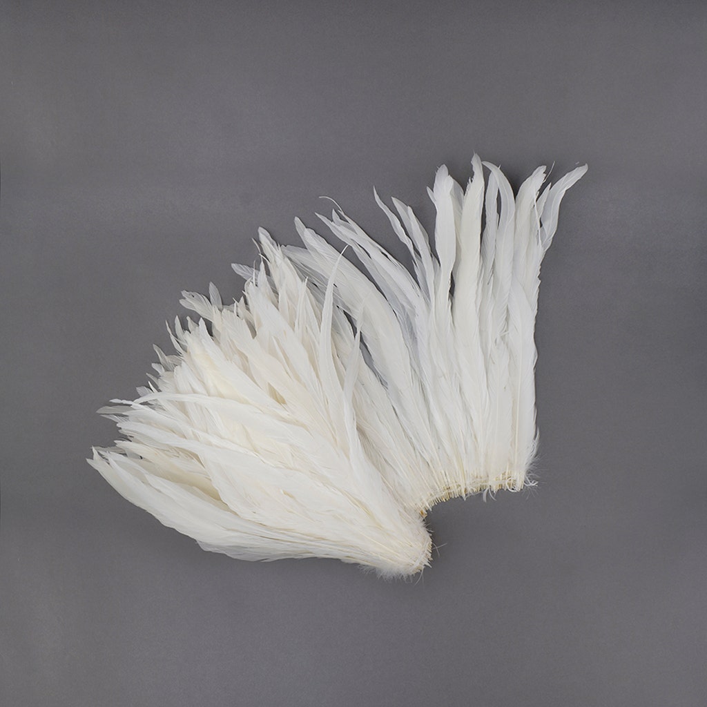 Rooster Coque Tails Feathers Bleached White 13-16" [1/4 LB Bulk]