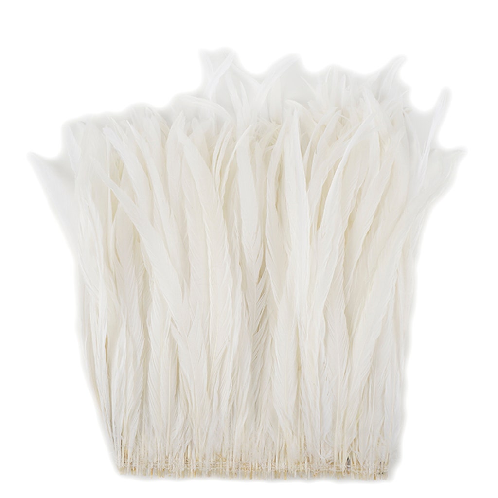 Rooster Coque Tails Feathers Bleached White 15-18" [1/4 LB Bulk]