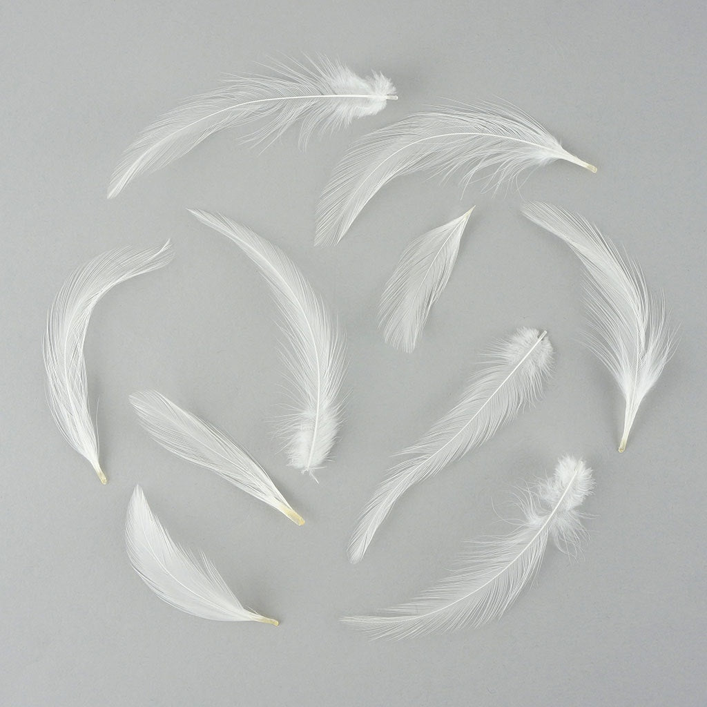 Loose Rooster Hackle Feather Dyed 1-3" - White