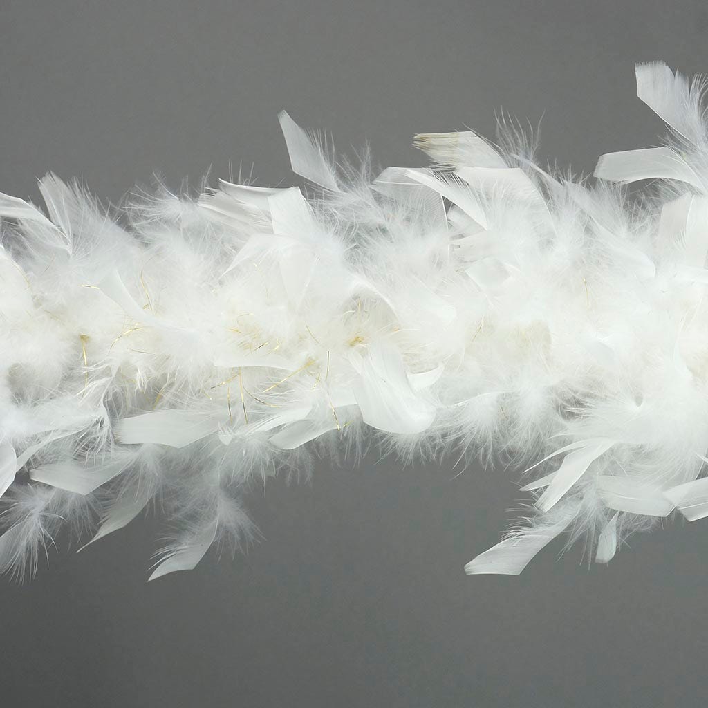 Zucker Feather Products Chandelle Boas with Lurex - White - Gold Lurex