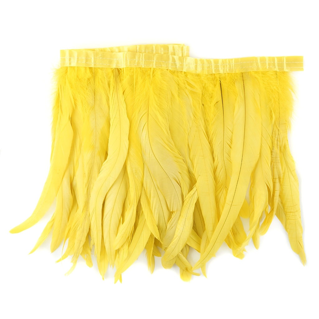 Bleach Dyed Coque Tail Fringe Bright - 10-12" - Yellow