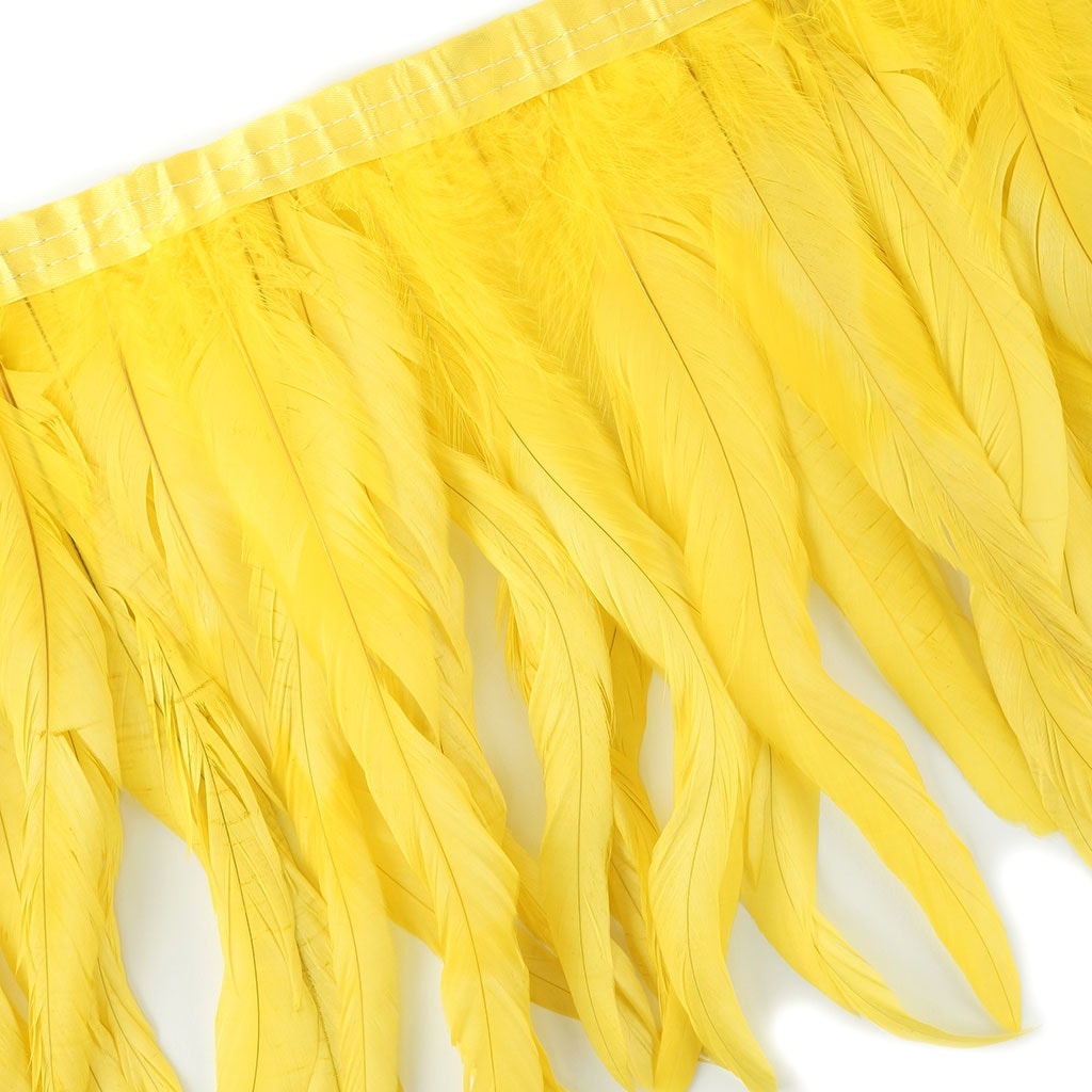 Bleach Dyed Coque Tail Fringe Bright - 10-12" - Yellow