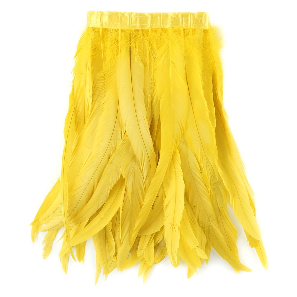 Bleach Dyed Coque Tail Fringe - 12-14" - Bright Yellow