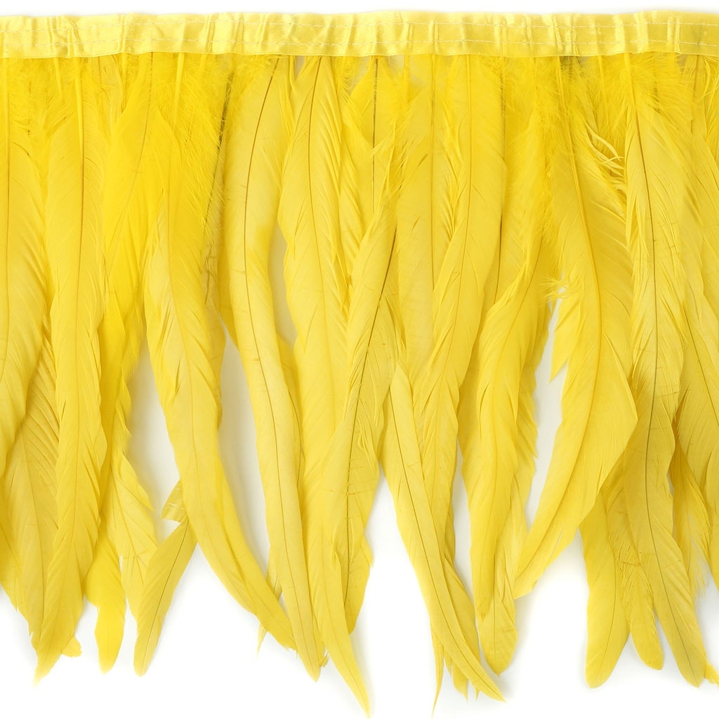 Bleach Dyed Coque Tail Fringe - 12-14" - Bright Yellow