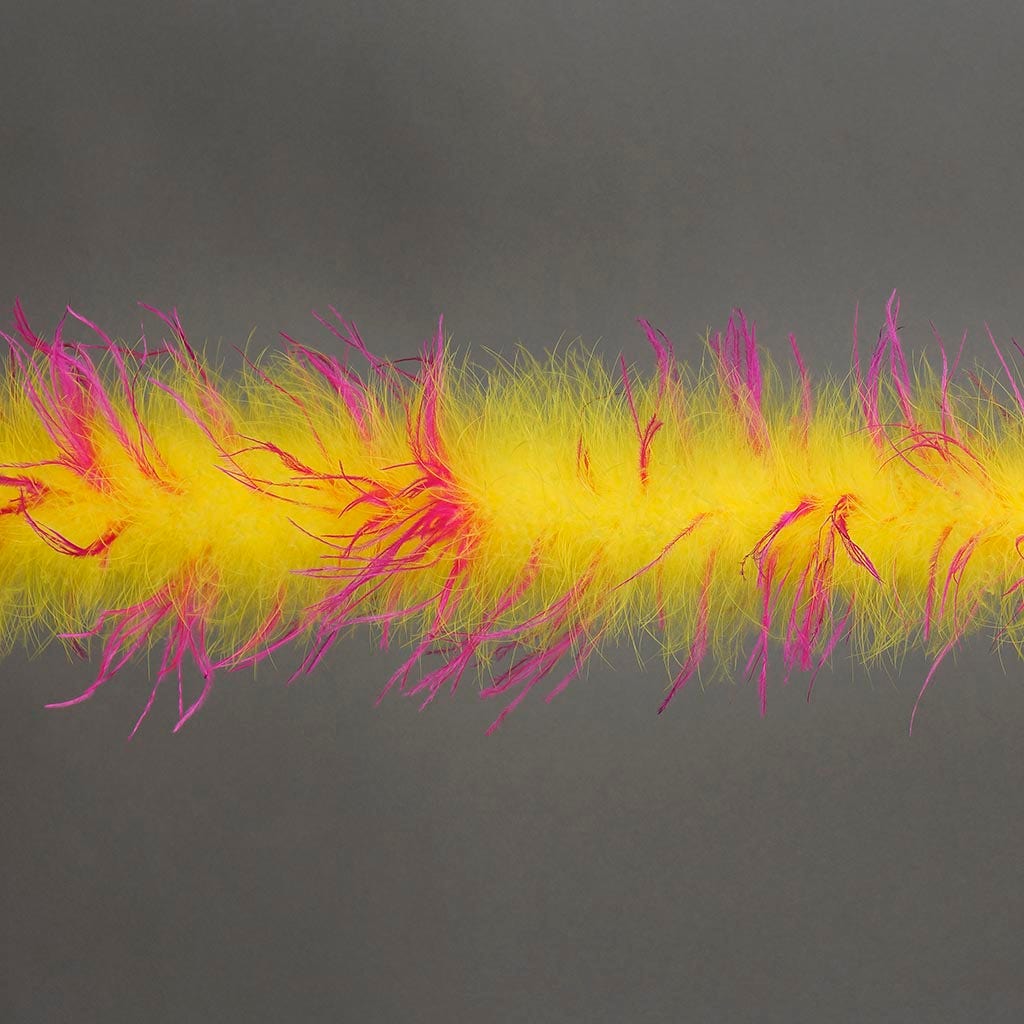 Marabou and Ostrich Feather Boa - Fluorescent Yellow/Shocking Pink