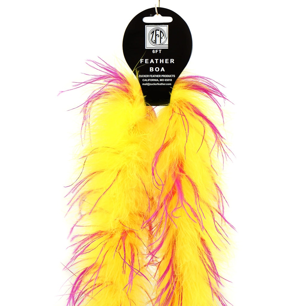 Marabou and Ostrich Feather Boa - Fluorescent Yellow/Shocking Pink