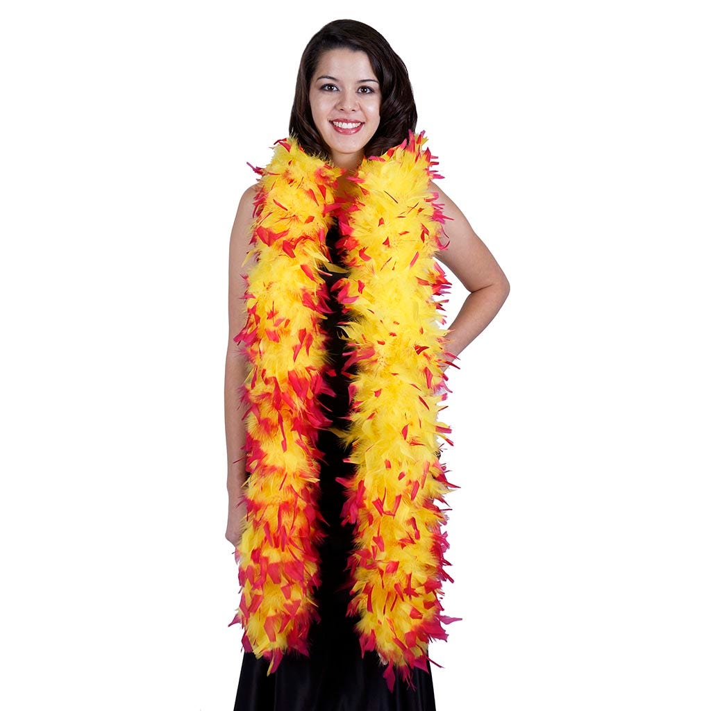 Tipped Chandelle Feather Boa - Heavyweight - Fluoresent Yellow/Shocking Pink