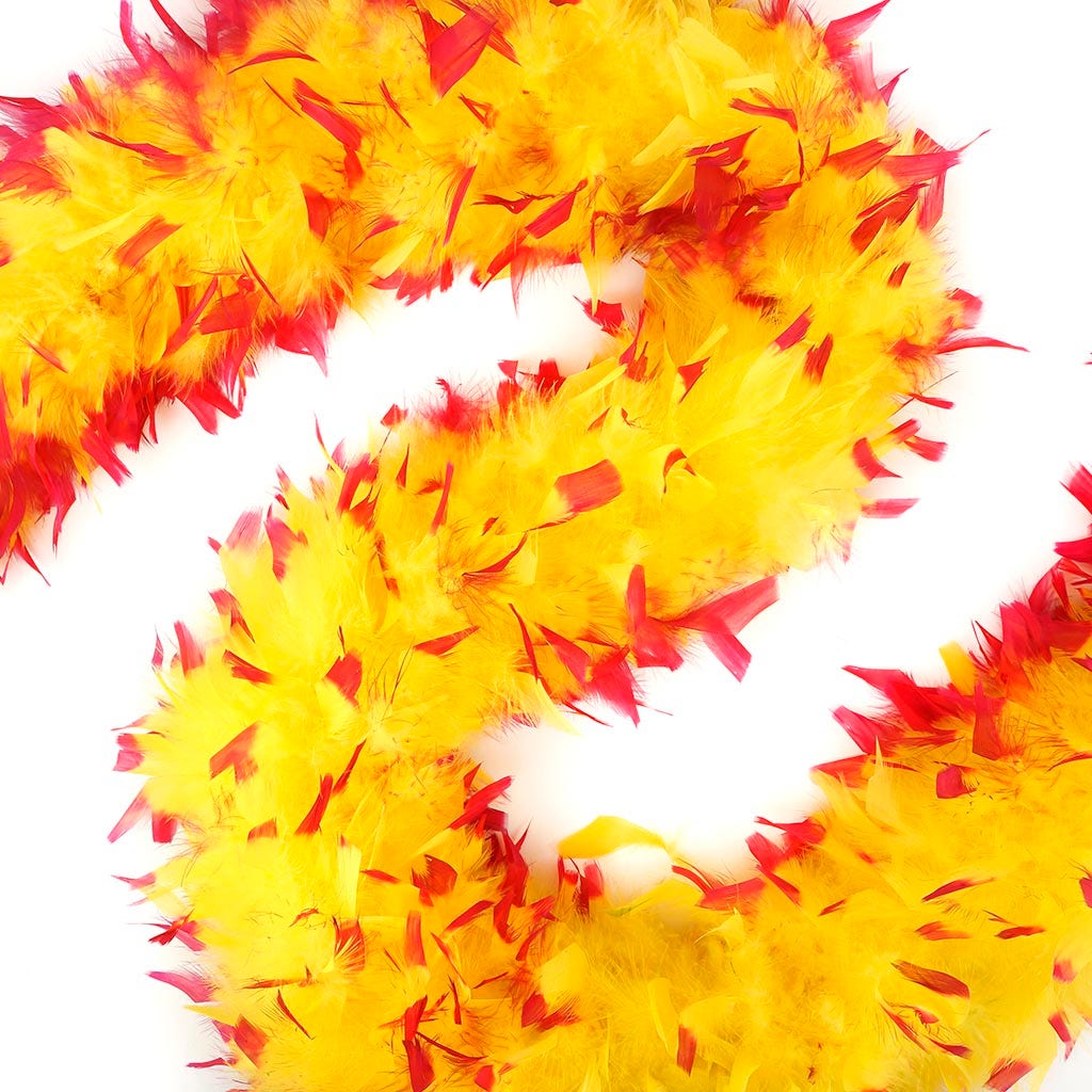 Tipped Chandelle Feather Boa - Heavyweight - Fluoresent Yellow/Shocking Pink